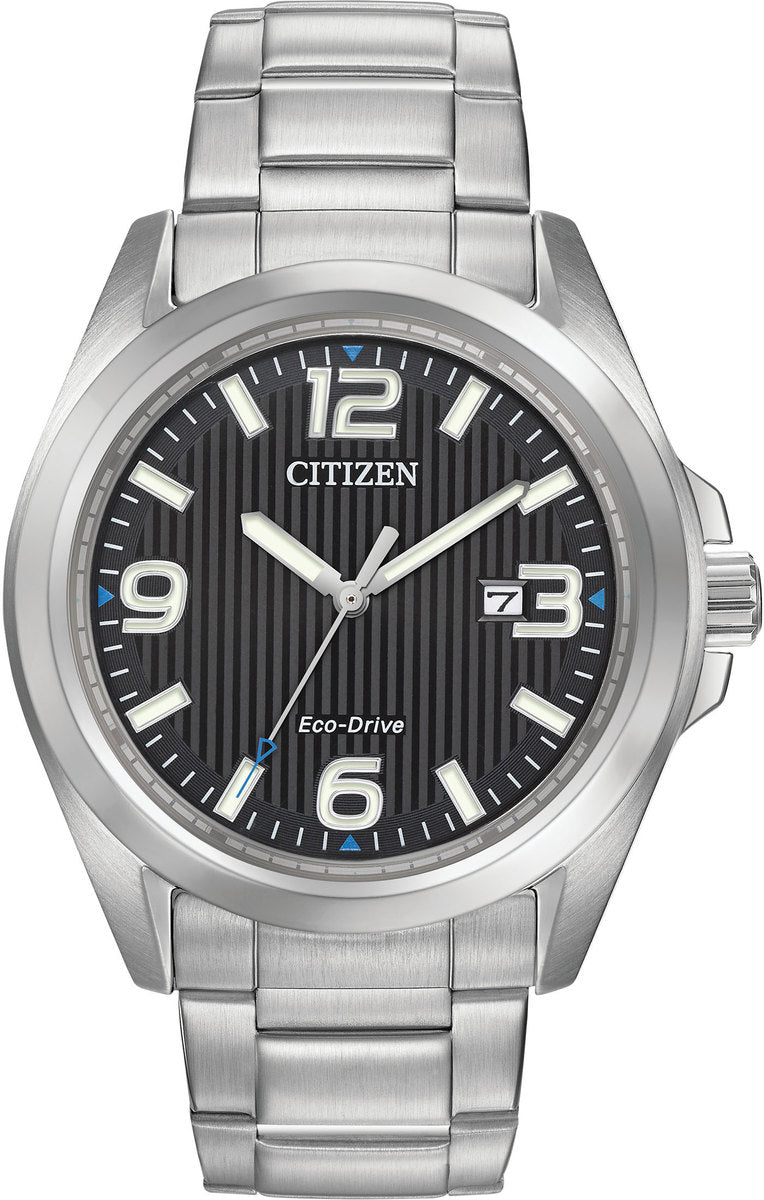 Citizen Eco-Drive Sport Black Dial Stainless Steel Mens Watch AW1430-86E