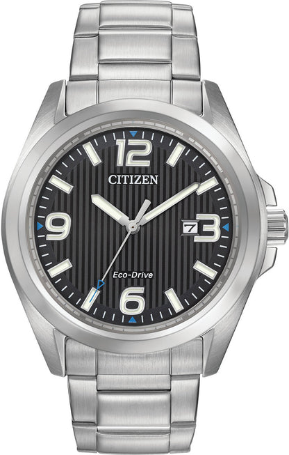 Citizen Eco-Drive Sport Black Dial Stainless Steel Mens Watch AW1430-86E