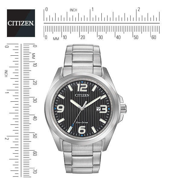 Citizen Eco-Drive Sport Black Dial Stainless Steel Mens Watch AW1430-86E