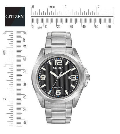 Citizen Eco-Drive Sport Black Dial Stainless Steel Mens Watch AW1430-86E