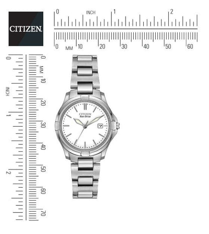Citizen Eco-Drive Silhouette Sport White Dial Stainless Steel Womens Watch EW1960-59A