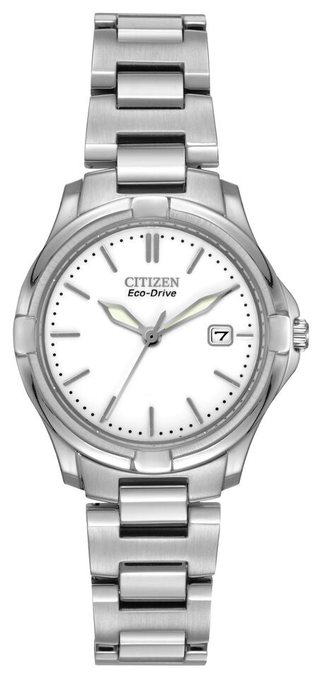 Citizen Eco-Drive Silhouette Sport White Dial Stainless Steel Womens Watch EW1960-59A