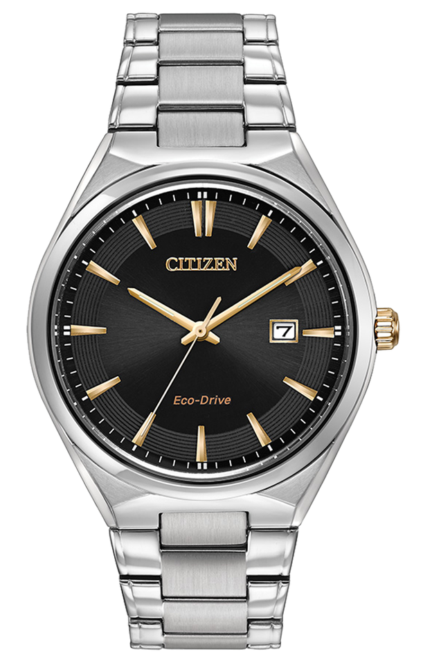 Citizen Eco-Drive Black Dial Stainless Steel Mens Watch BM7310-56H