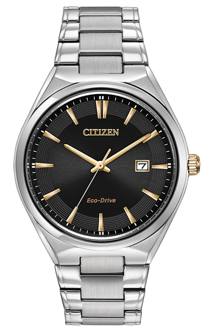 Citizen Eco-Drive Black Dial Stainless Steel Mens Watch BM7310-56H