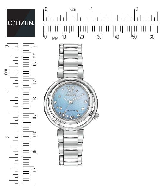 Citizen Eco-Drive Citizen L Sunrise Mother of Pearl Dial Diamond Set Stainless Steel Womens Watch EM0320-59D