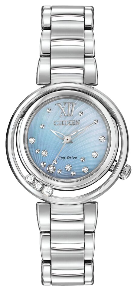 Citizen Eco-Drive Citizen L Sunrise Mother of Pearl Dial Diamond Set Stainless Steel Womens Watch EM0320-59D