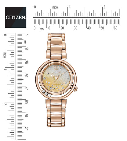 Citizen Eco-Drive Citizen L Sunrise Mother of Pearl Dial Diamond Set Rose Gold Plated Womens Watch EM0323-51N