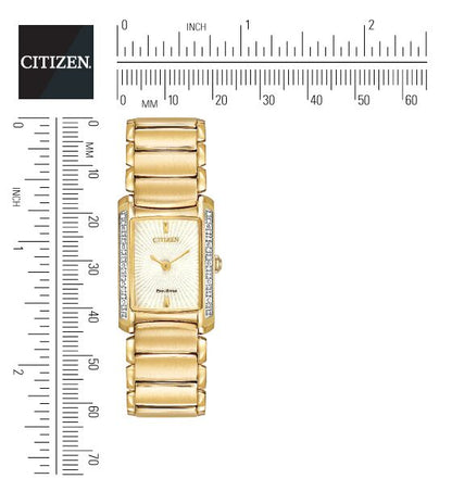 Citizen Eco-Drive Citizen L Euphoria White Dial Diamond Set Gold Plated Womens Watch EG2962-51A