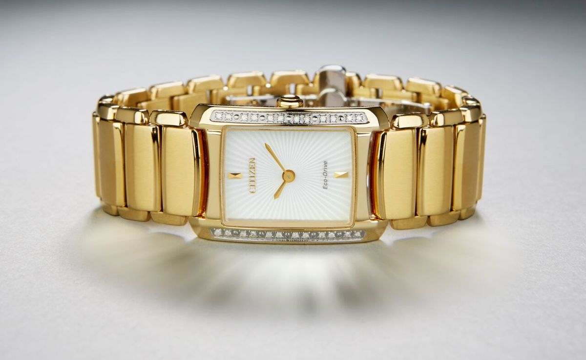 Citizen Eco-Drive Citizen L Euphoria White Dial Diamond Set Gold Plated Womens Watch EG2962-51A