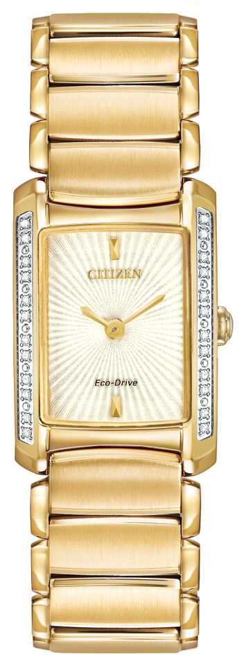 Citizen Eco-Drive Citizen L Euphoria White Dial Diamond Set Gold Plated Womens Watch EG2962-51A