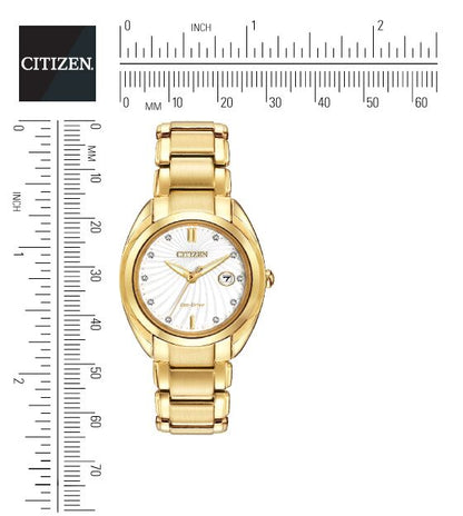 Citizen Eco-Drive Citizen L Celestial White Dial Diamond Set Gold Plated Womens Watch EM0312-57A