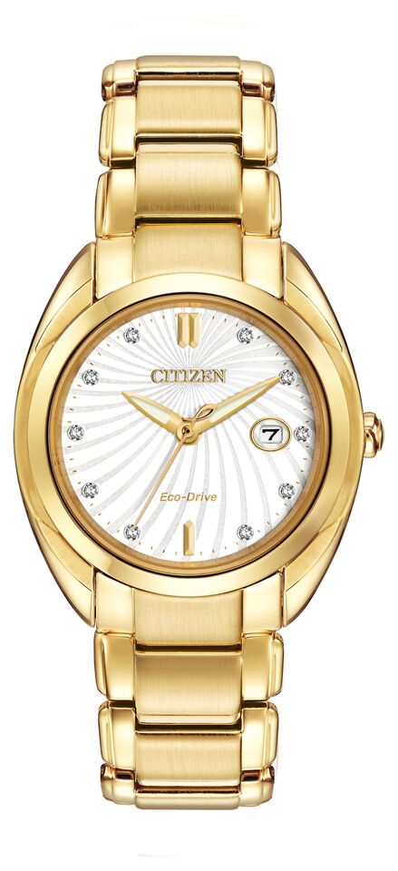 Citizen Eco-Drive Citizen L Celestial White Dial Diamond Set Gold Plated Womens Watch EM0312-57A