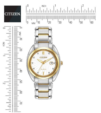 Citizen Eco-Drive Citizen L Celestial White Dial Diamond Set Two Tone Womens Watch EM0314-51A