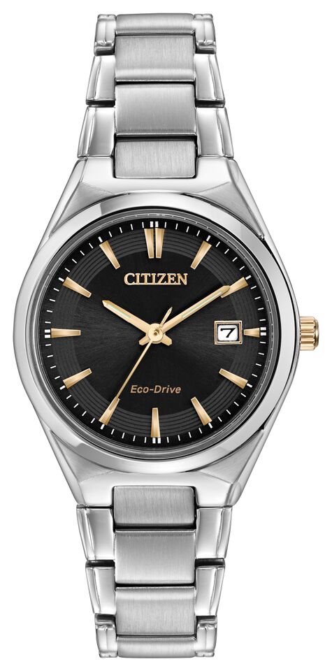 Citizen Eco-Drive Black Dial Stainless Steel Womens Watch EW1970-55H