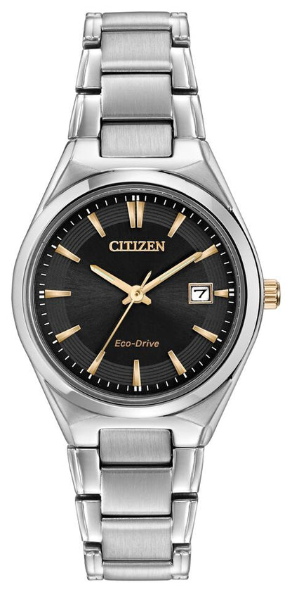 Citizen Eco-Drive Black Dial Stainless Steel Womens Watch EW1970-55H