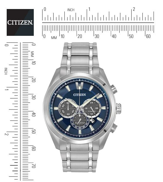 Citizen Eco-Drive Blue Dial Titanium Mens Chronograph Watch CA4016-51L