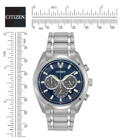 Citizen Eco-Drive Blue Dial Titanium Mens Chronograph Watch CA4016-51L