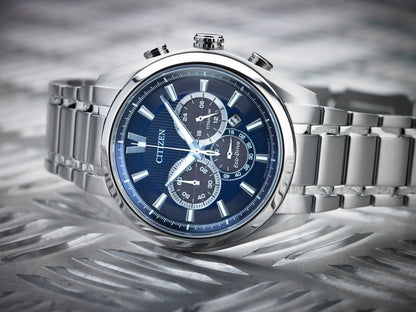Citizen Eco-Drive Blue Dial Titanium Mens Chronograph Watch CA4016-51L