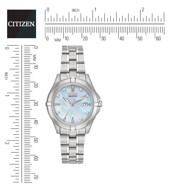 Citizen Eco-Drive Silhouette Diamond Mother of Pearl Dial Stainless Steel Womens Watch EW1930-50D