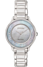 Citizen Eco-Drive Citizen L Circle of Time Mother of Pearl Dial Diamond Set Stainless Steel Watch EM0380-81N