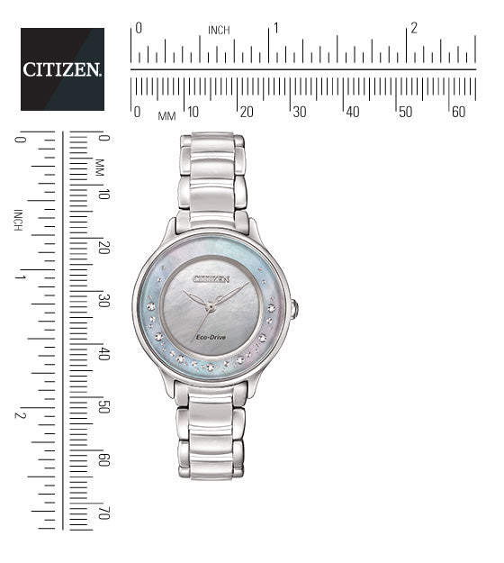 Citizen Eco-Drive Citizen L Circle of Time Mother of Pearl Dial Diamond Set Stainless Steel Watch EM0380-81N