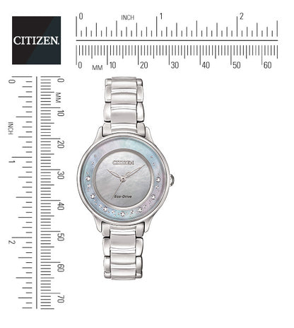 Citizen Eco-Drive Citizen L Circle of Time Mother of Pearl Dial Diamond Set Stainless Steel Watch EM0380-81N