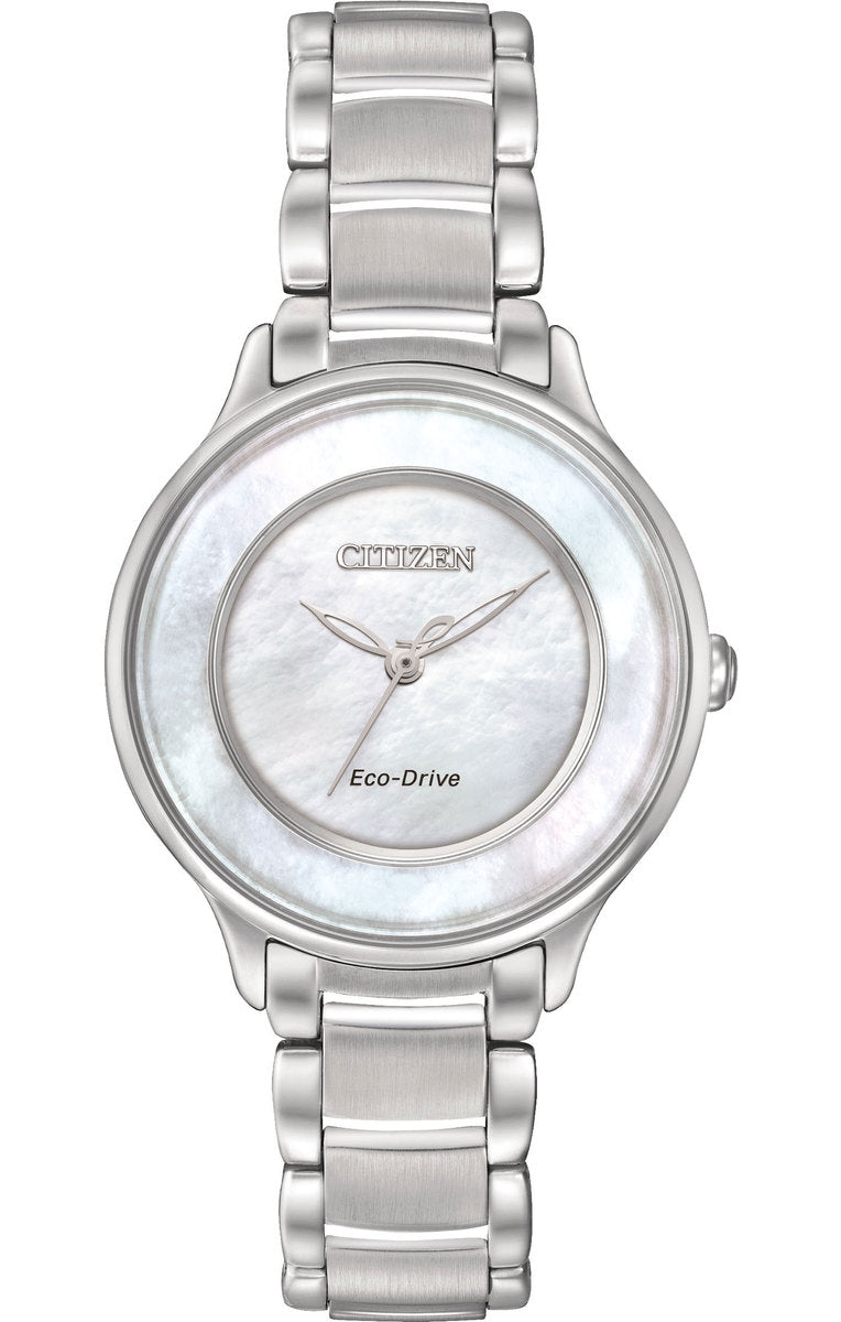Citizen Eco-Drive Citizen L Circle of Time Mother of Pearl Dial Stainless Steel Watch EM0380-81D