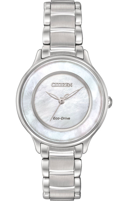 Citizen Eco-Drive Citizen L Circle of Time Mother of Pearl Dial Stainless Steel Watch EM0380-81D