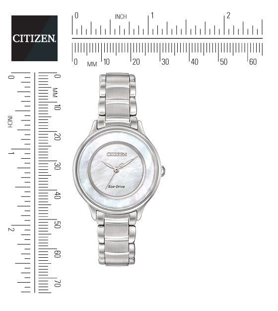 Citizen Eco-Drive Citizen L Circle of Time Mother of Pearl Dial Stainless Steel Watch EM0380-81D