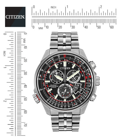 Citizen Eco-Drive Chrono Time A-T Black Dial Titanium Mens Radio Controlled Chronograph Watch BY0120-54E