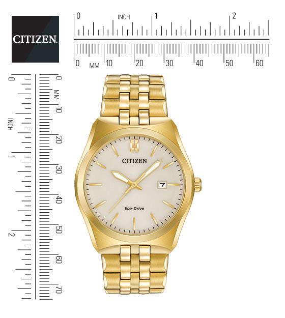 Citizen Eco-Drive Corso Champagne Dial Gold Plated Mens Watch BM7332-53P