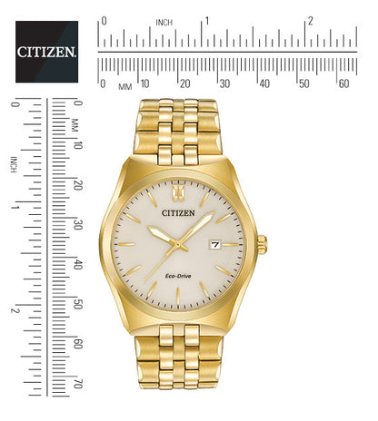 Citizen Eco-Drive Corso Champagne Dial Gold Plated Mens Watch BM7332-53P