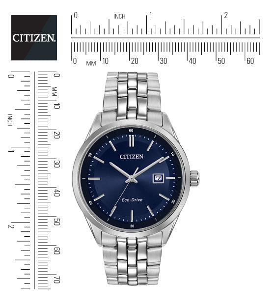 Citizen Eco-Drive Blue Dial Stainless Steel Mens Watch BM7251-53L