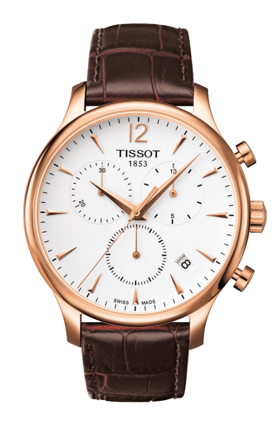 Tissot Tradition Silver Dial PVD Rose Gold Plated Mens Quartz Chronograph Watch T0636173603700