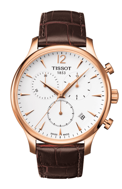 Tissot Tradition Silver Dial PVD Rose Gold Plated Mens Quartz Chronograph Watch T0636173603700