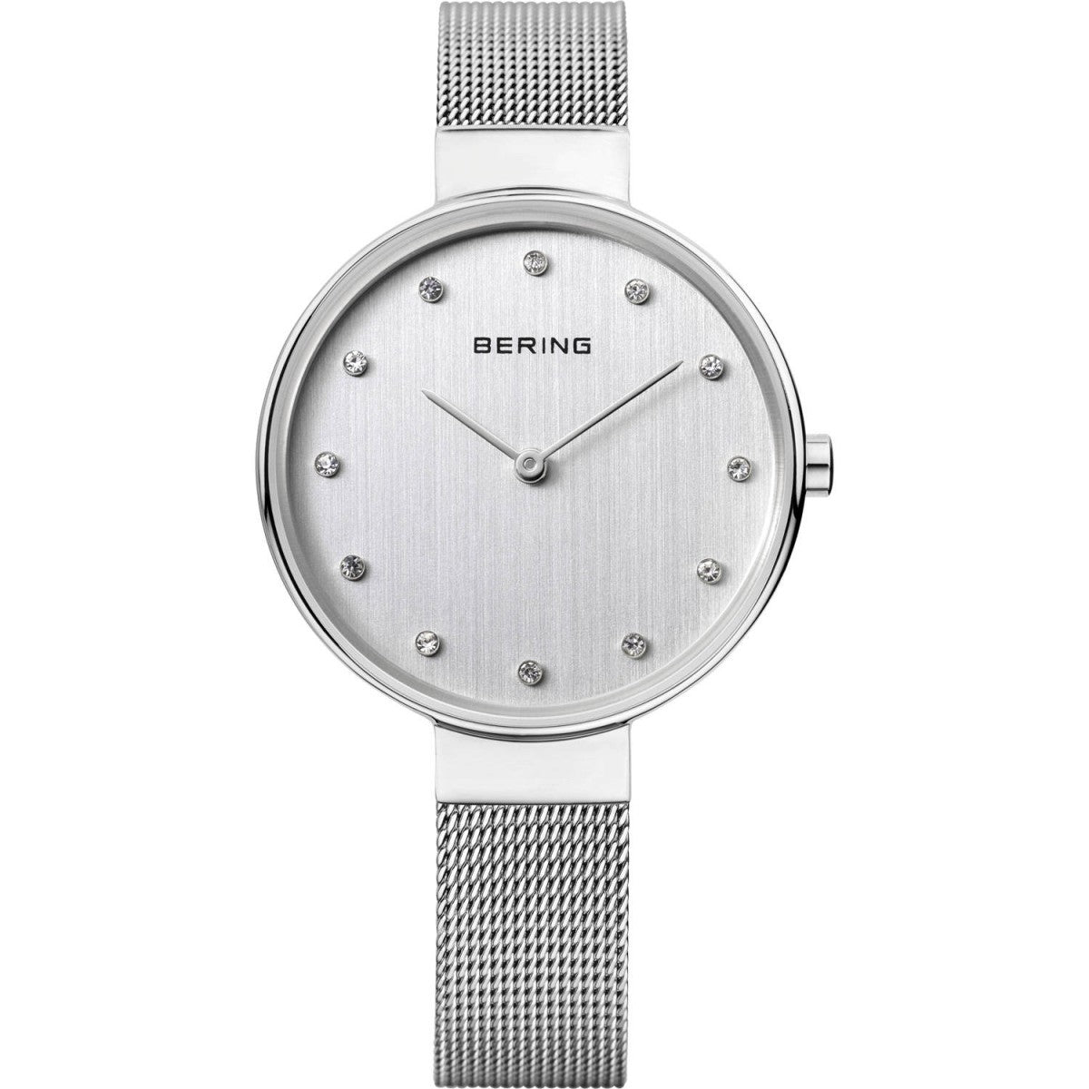 Bering Classic Collection Silver Dial Stainless Steel Womens Large Quartz Watch 12034-000