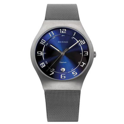 Bering Titanium Collection Blue Dial Mens Quartz Watch 11937-078