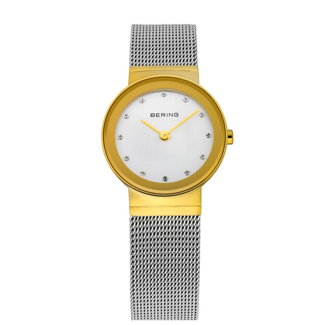 Bering Classic Collection Silver Dial Two Tone Womens Quartz Watch 10126-001