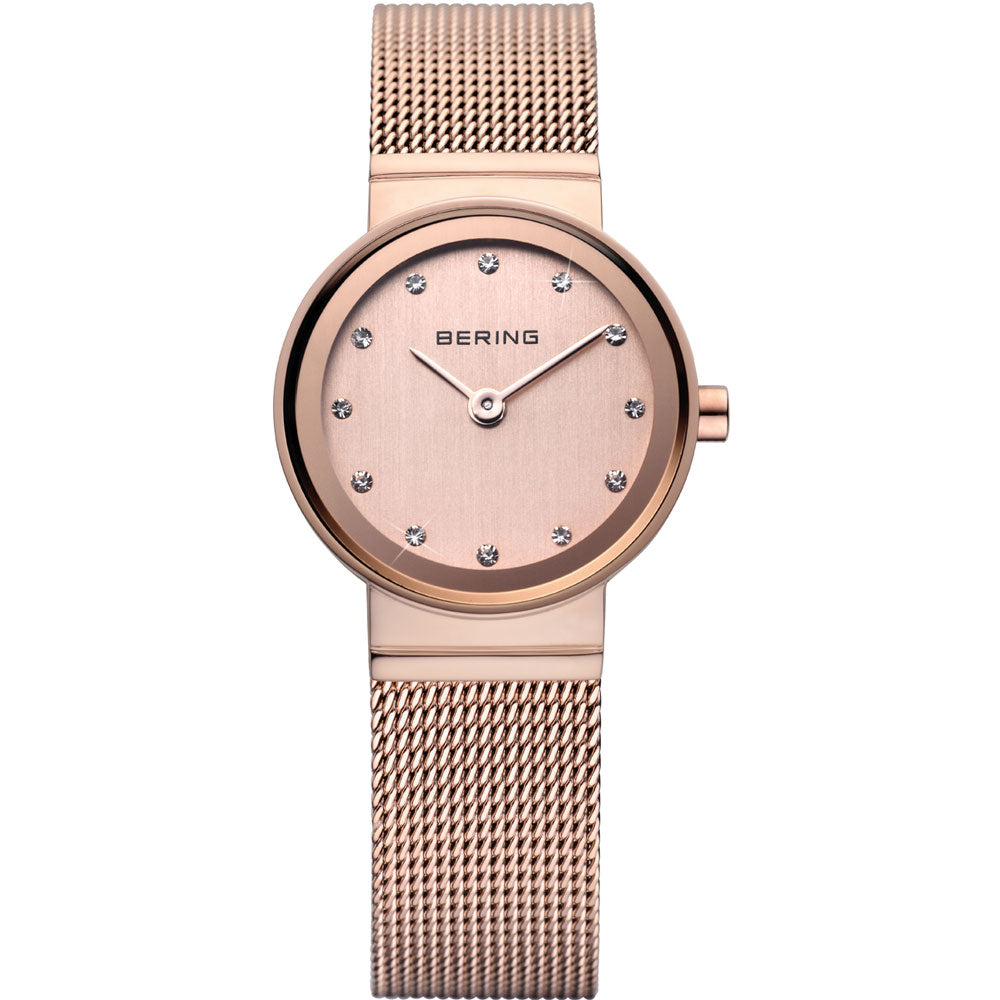 Bering Classic Collection Rose Gold Dial Rose Gold Plated Womens Quartz Watch 10122-366