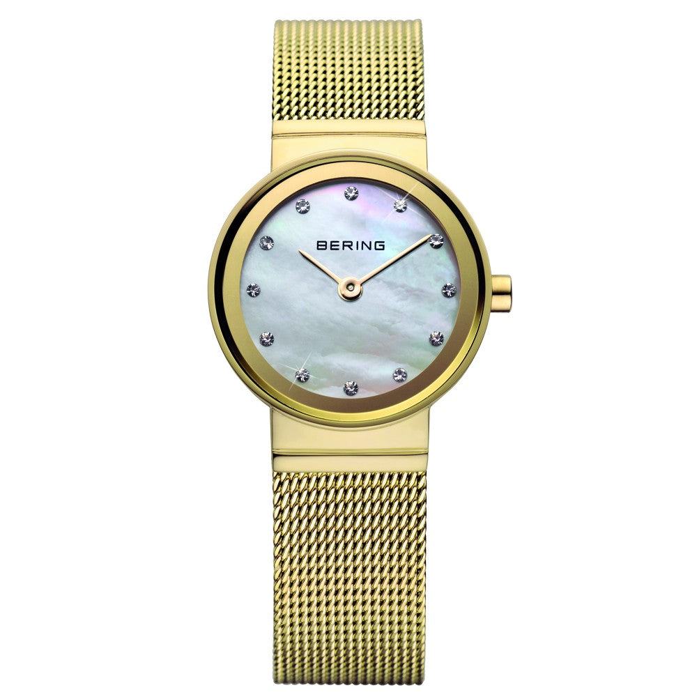 Bering Classic Collection Mother of Pearl Dial Gold Plated Womens Quartz Watch 10122-334