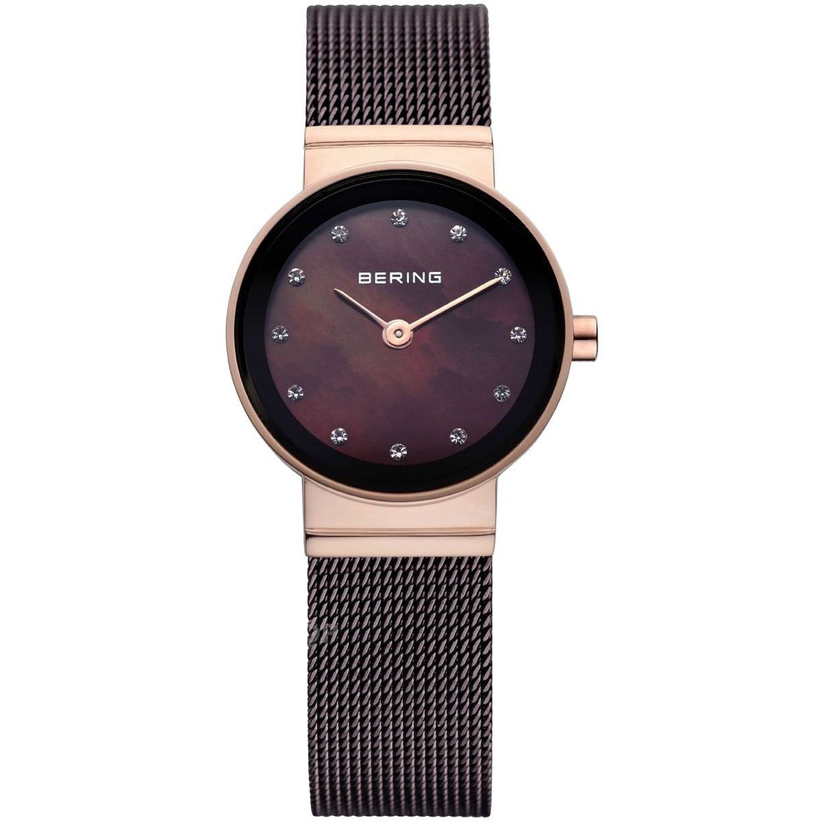 Bering Classic Collection Brown Mother of Pearl Dial & Bracelet Rose Gold Plated Womens Quartz Watch 10122-265