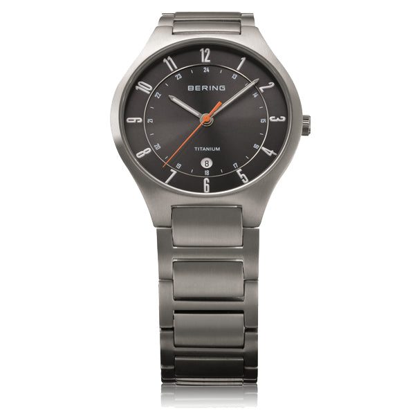 Bering Titanium Collection Grey Dial Mens Quartz Watch 11739-772