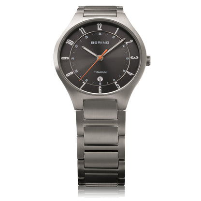 Bering Titanium Collection Grey Dial Mens Quartz Watch 11739-772