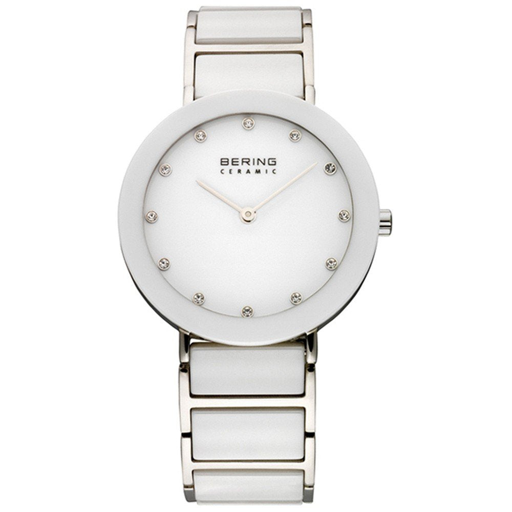 Bering Ceramic Collection White Dial Stainless Steel Womens Quartz Watch 11435-754