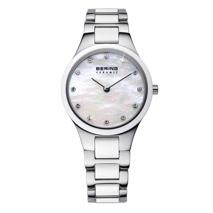 Bering Ceramic Collection Mother of Pearl Dial Stainless Steel Womens Quartz Watch 32327-701