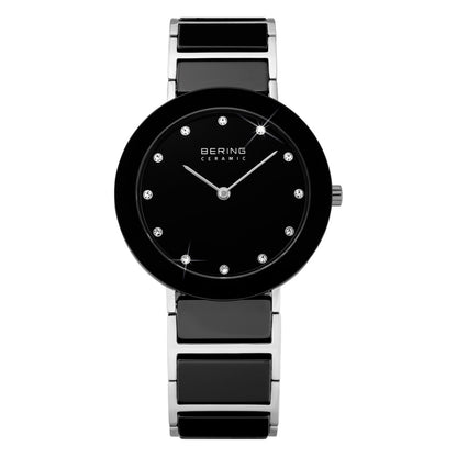 Bering Ceramic Collection Black Dial Stainless Steel Womens Quartz Watch 11435-749