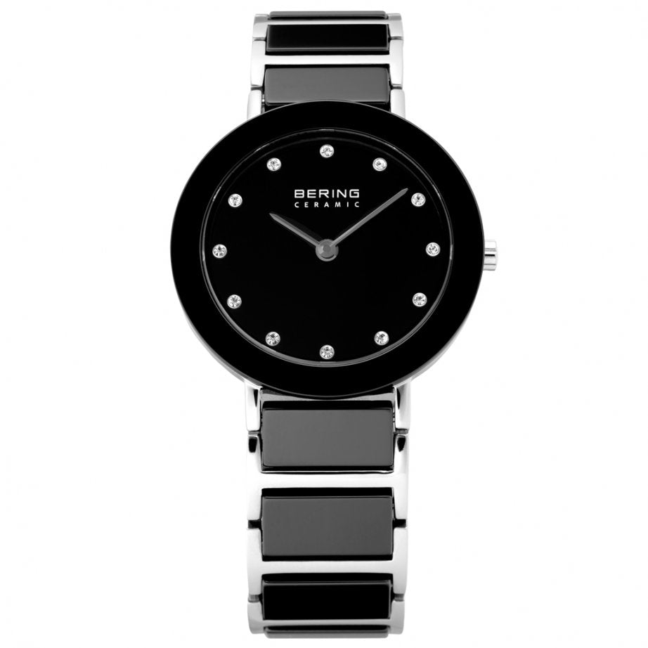 Bering Ceramic Collection Black Dial Stainless Steel Womens Quartz Watch 11429-742