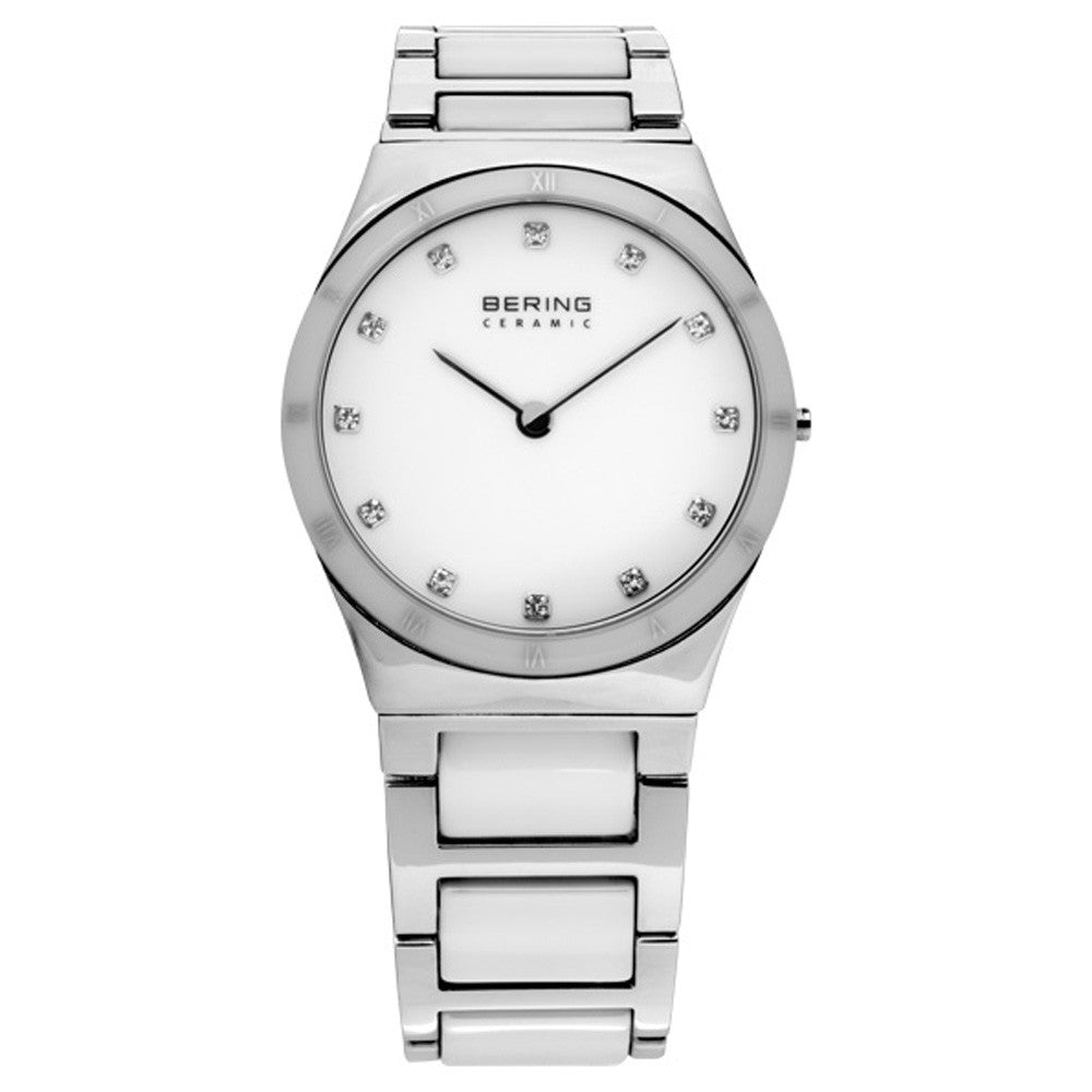 Bering Ceramic Collection White Dial Stainless Steel Womens Quartz Watch 32230-764