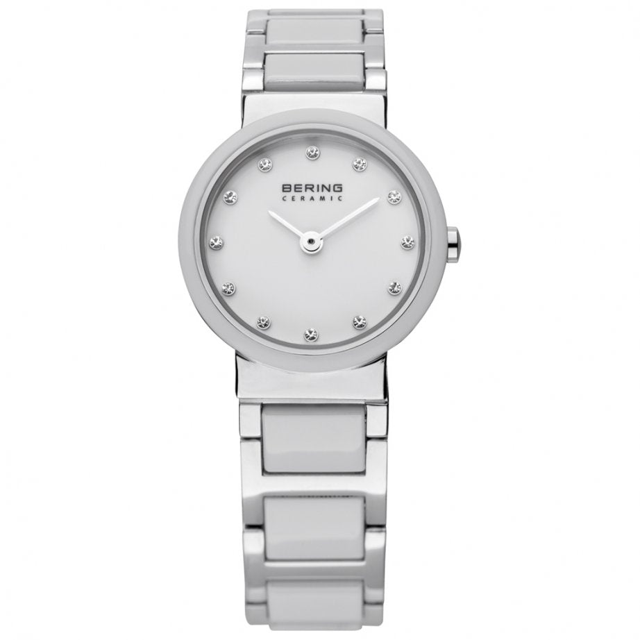 Bering Ceramic Collection White Dial Stainless Steel Womens Quartz Watch 10725-754