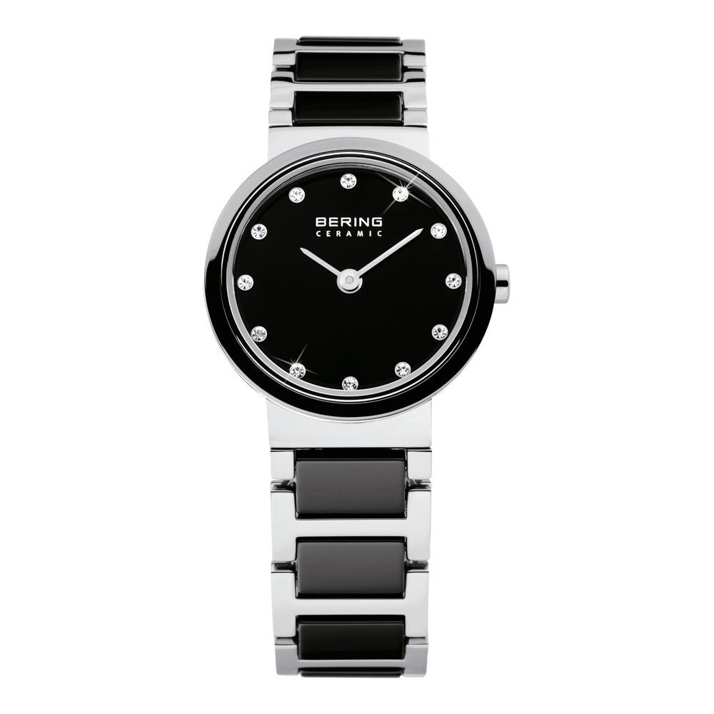 Bering Ceramic Collection Black Dial Stainless Steel Womens Quartz Watch 10725-742